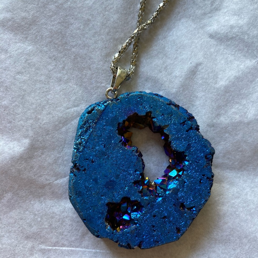 Free Shape Large Round Geode Blue